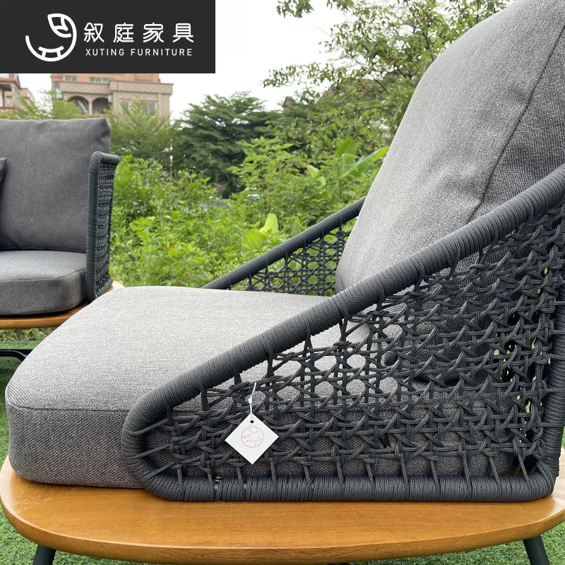 Outdoor courtyard leisure sofa villa balcony hand-made rope chair outdoor garden waterproof and sunscreen furniture