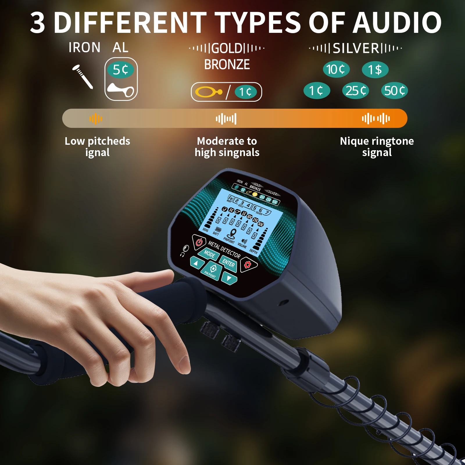 Underground Metal Detector GT620G High Sensitivity Liquid Crystal Professional Gold Hunter Circuit  Waterproof Coil