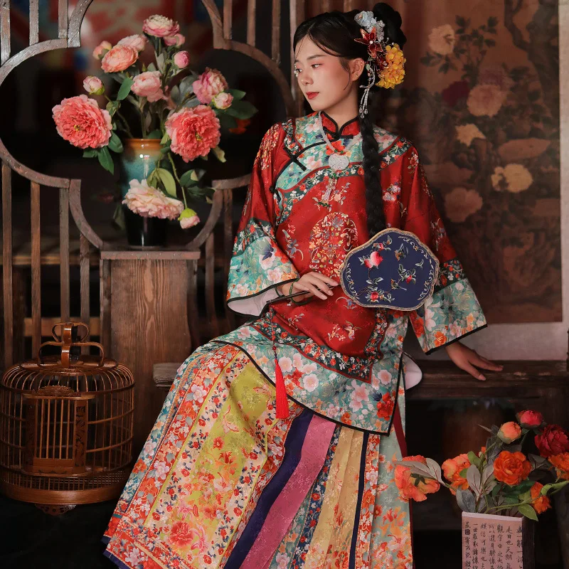 Mid-Autumn Hanfu women, retro improved loose opera costumes, horse-face skirts, antique costumes, Qing Han women