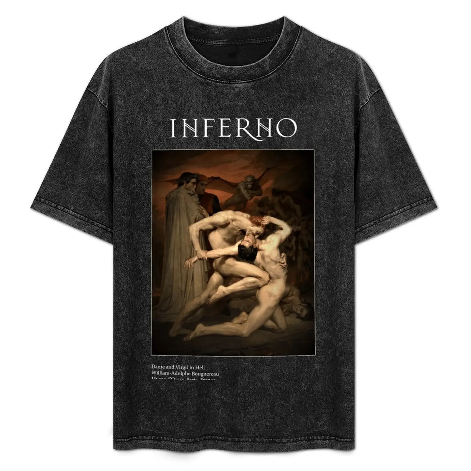 Camiseta Inferno (Dante y Virgil en el infierno de Adolphe William Bouguereau) con gráfico clásico y manga corta