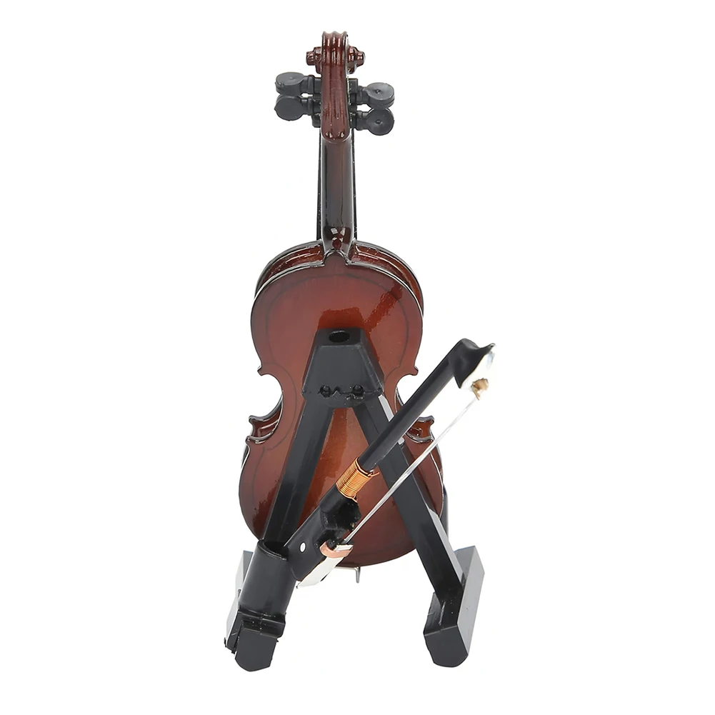 Wooden Miniature Cello -Stand & Bow Wood Violin Replica Collectible Figurines Gift for Kid Friend Music Lovers Craft Collector - view 5