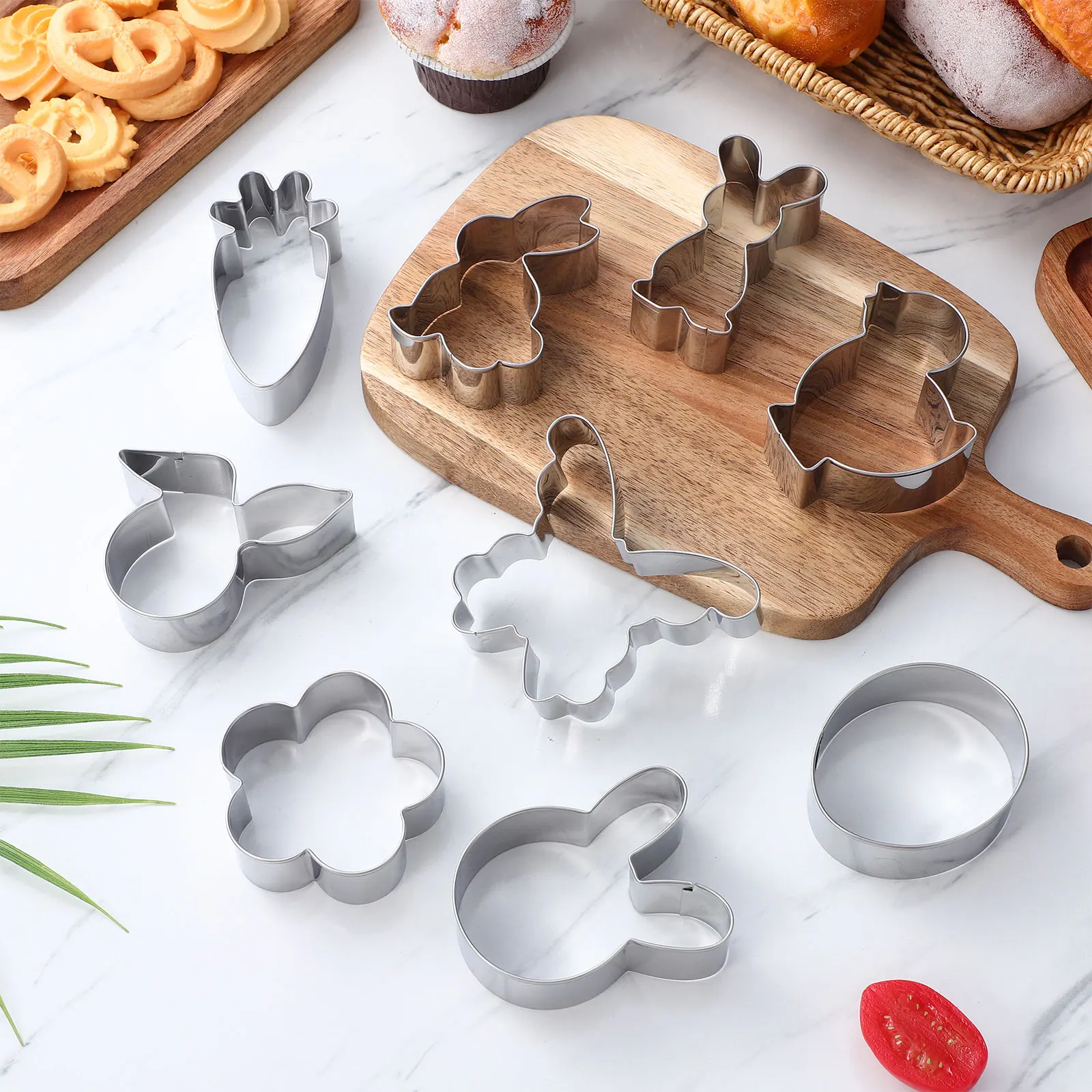 

9 Piece Cookie Kit Bunny Rabbit Metal Cutters Easter Funny Shapes Small Sizes Stainless Steel Biscuit Mold Party Crafts