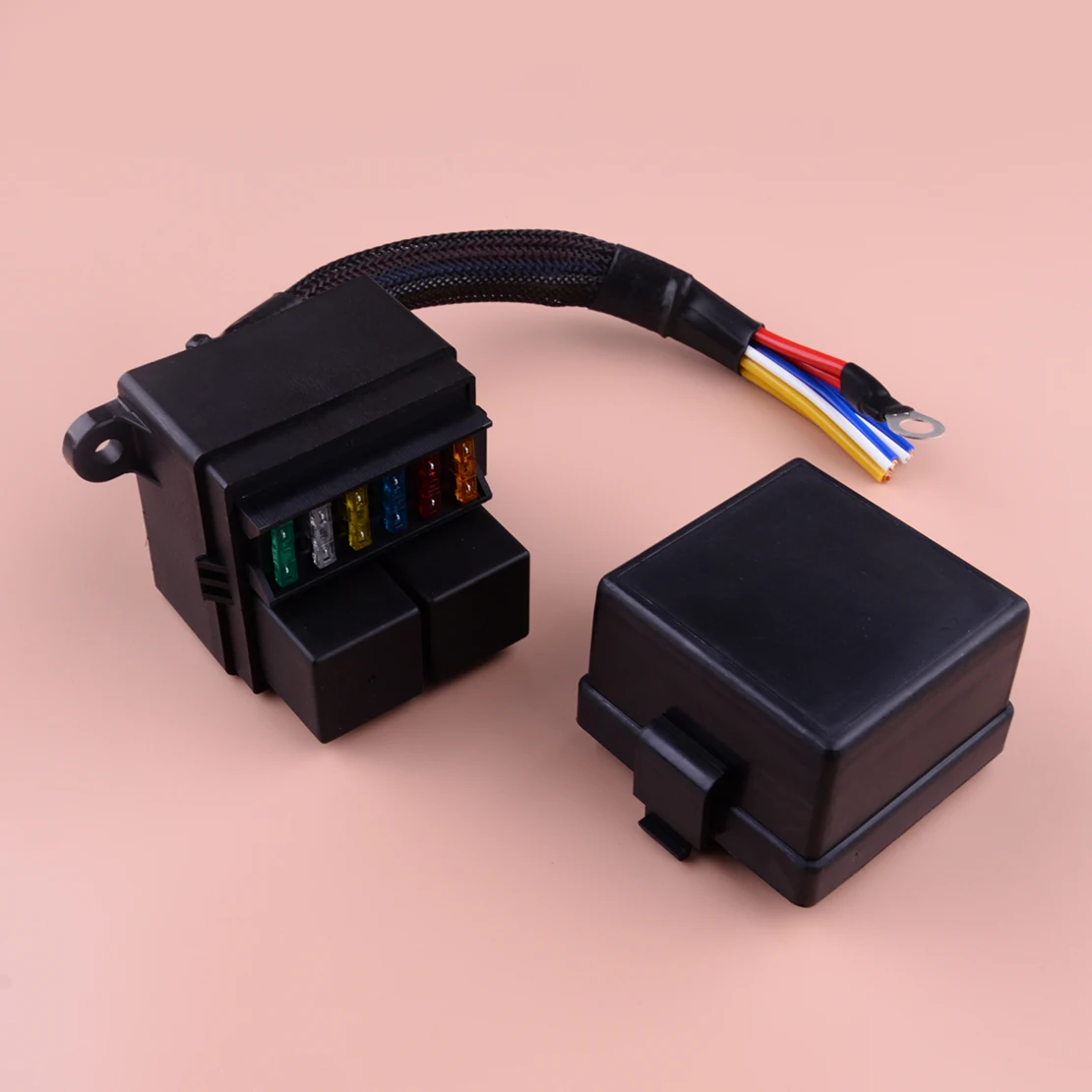 

Pre-Wired Fuse Relay Holder Box Block & 80A Relay & 6 Fuses IP65 for 12V Car Truck RV Camper Marine Boat Automotive