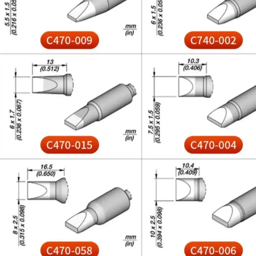 C470-001/002/003/004/006/013/014/016/017/019/035/036/040/056/058 Soldering Tip For Jbc HDE Soldering Station T470 Handle