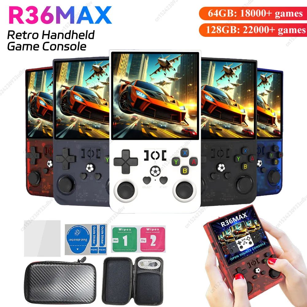 

R36MAX Ретро портативная игровая консоль 4,0-дюймовый HD IPS-экран Портативный ручной видеоплеер Портативная мини-ретро портативная игровая консоль