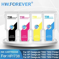 HW.FOREVER kompatybilny wkład atramentowy HP 738, 300 ml do drukarki HP DesignJet T850 T950, w pełni pigmentowy atrament ze stabilnym chipem