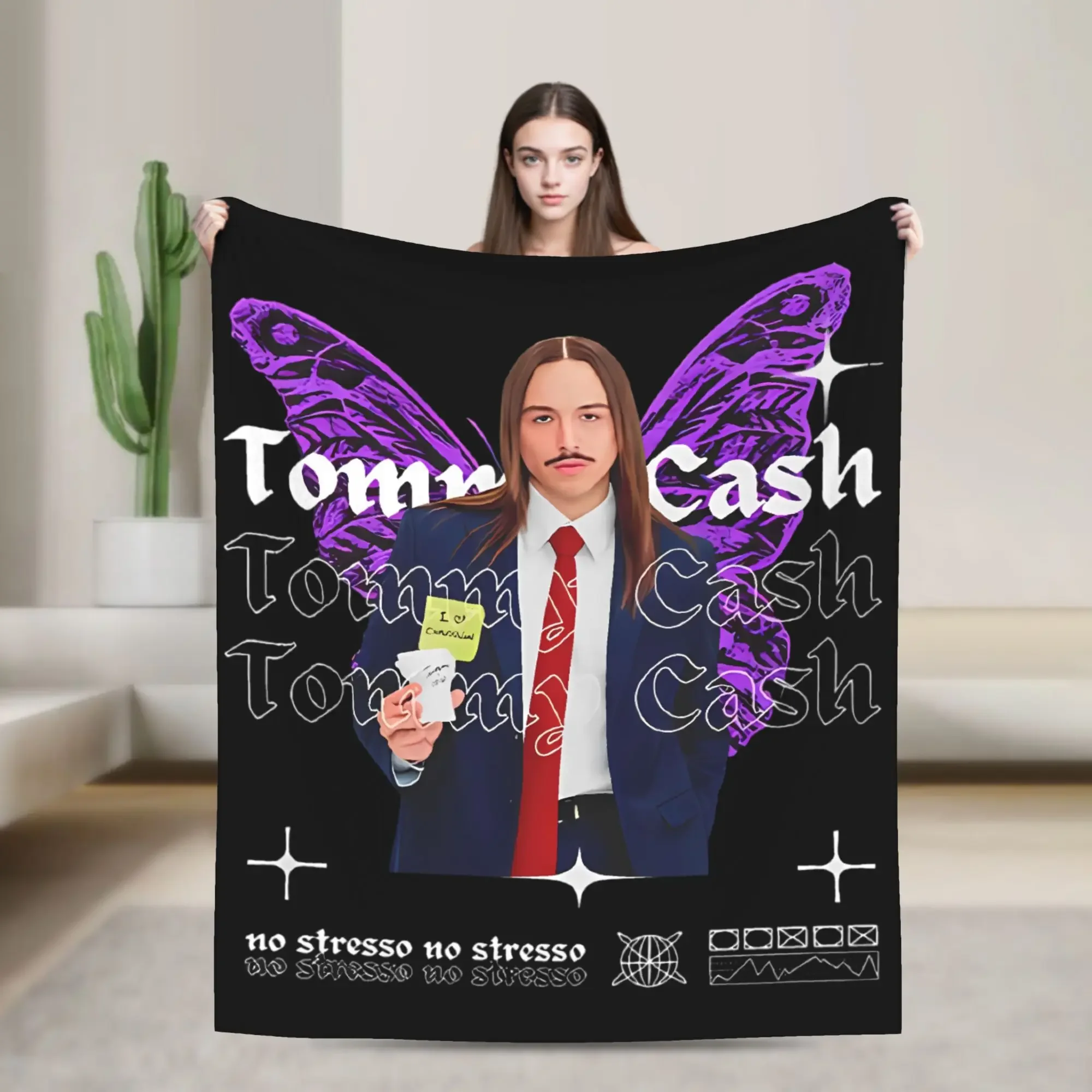 

Tommy Cash Espresso Super Warm Plush Throw Blanket for Picnic Home Decor Flannel Bedspread Sofa Bed Cover