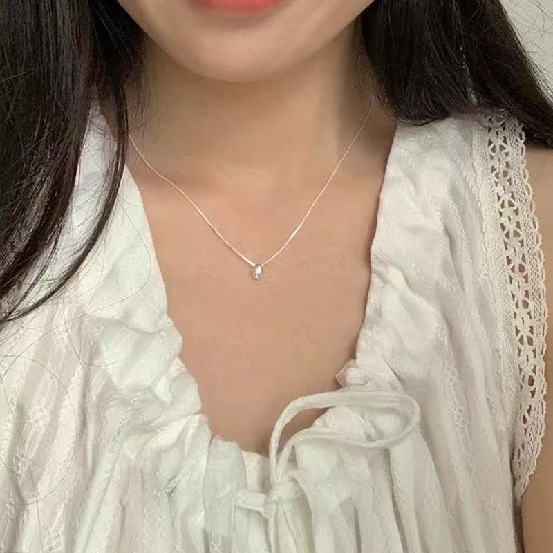 جديد 925 فضة عقد من اللؤلؤ شخصية بسيطة سحر هندسية قلادة المختنق هدية عيد ميلاد المرأة غرامة مجوهرات