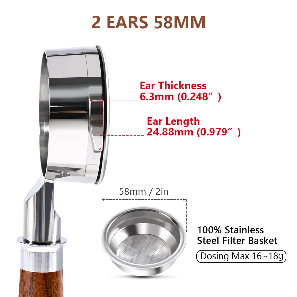 58mm Bottomless Portafilter For Breville 9 Series BES920/980/990 Stainless Steel 2 Cup Basket Naked Coffee Handle Barista Tools