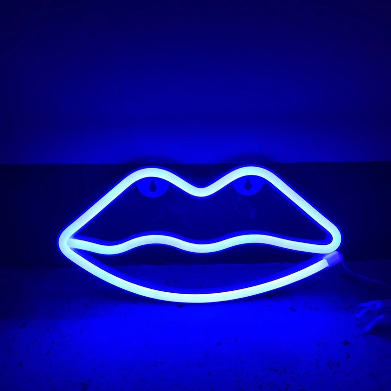 Lampe LED Néon en Forme de Lèvres pour Décoration Murale, Luminaire Décoratif pour Bar, ix, Mariage, Anniversaire, Chambre d'Enfant