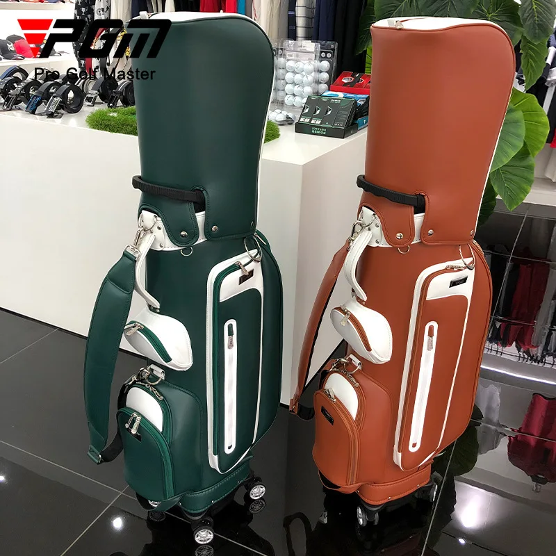 PGM Women Golf Bag Waterproof Microfiber Trolley Bag Four Wheels Portable Push Pull Travel Golf Carry Bag