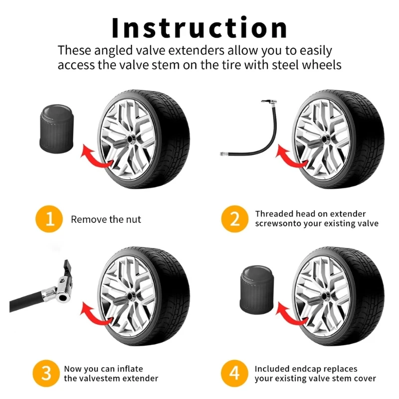 35cm/40cm/50cm Extension Tube 1/4\'\' Thread Tire Inflation Hose Tube Tire Air Inflator Connector Compressor Hose