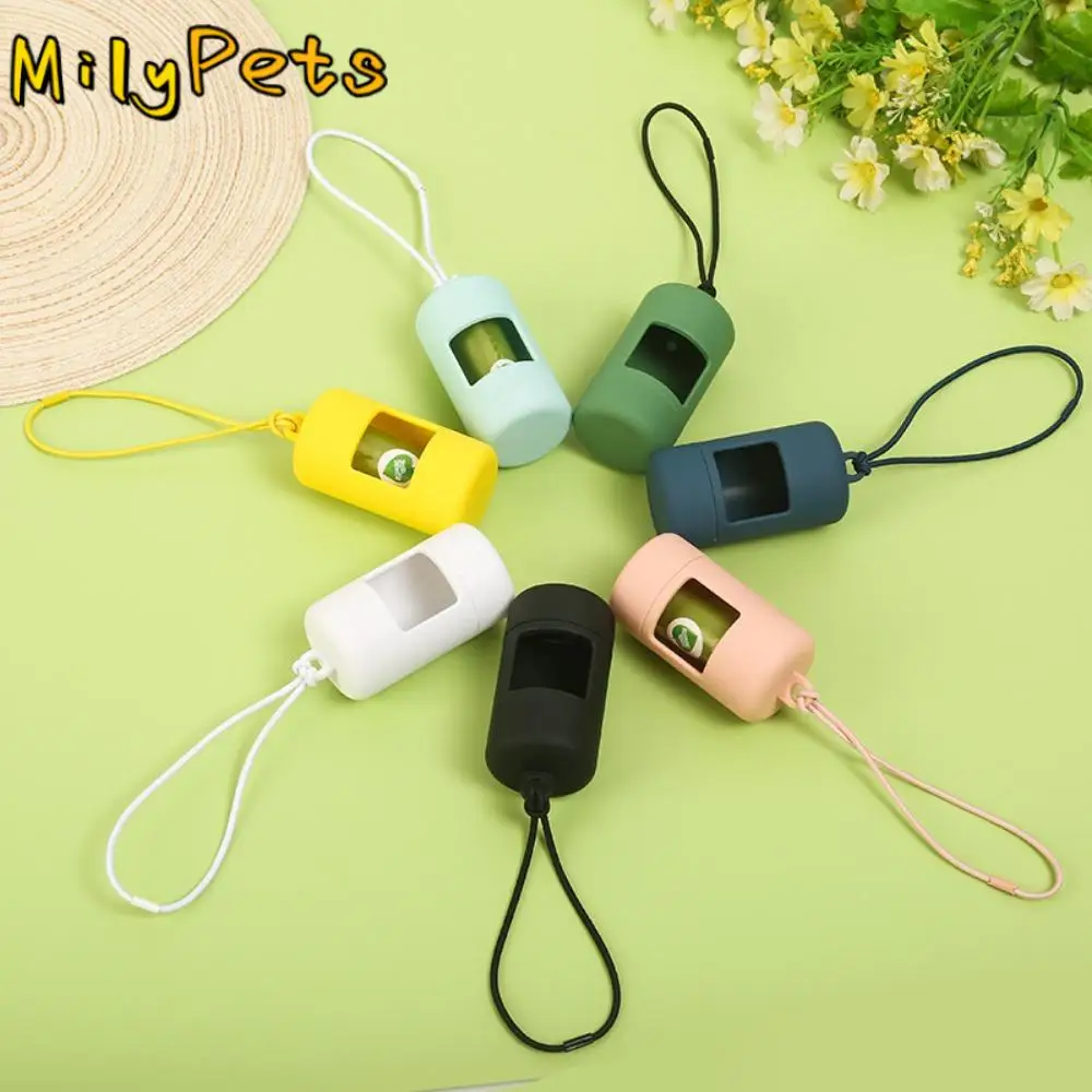 

Durable Plastic Dog Poop Bag Carrier Candy Color with Hanging Rope Garbage Bag Dispenser Pet Accessories Hiking