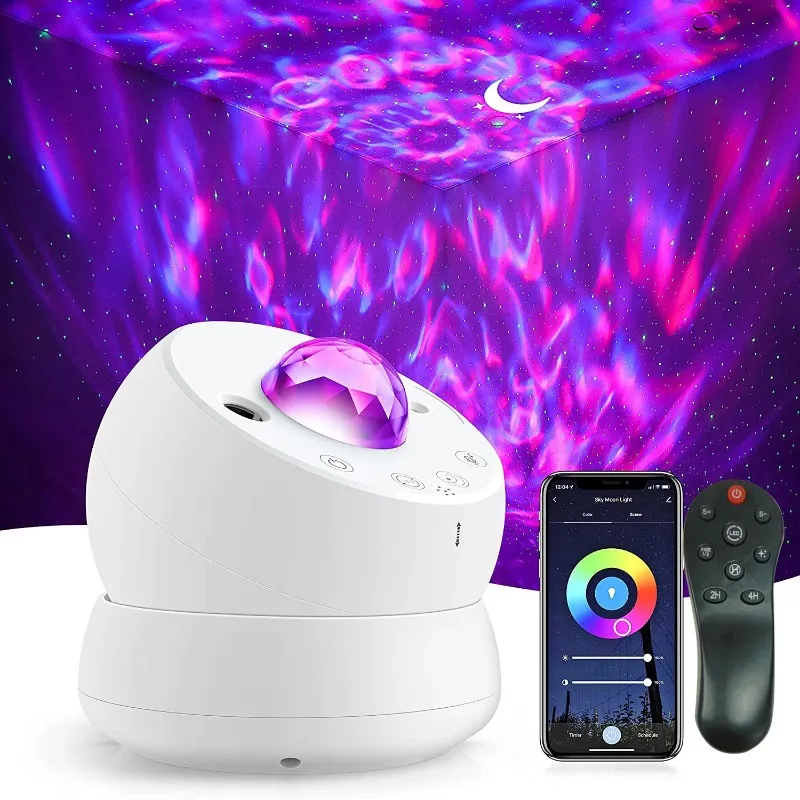 Touch APP smart voice control galaxy kids space moving water wave moon star nebula lamp,light led laser projector