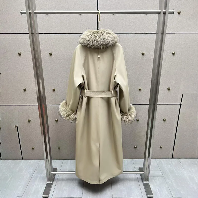 Women's Fur-Collared Quilted Trench Coat, Fashionable and Versatile Long Jacket, High-Quality Warm Coat, 2026, New Arrival, Y2K