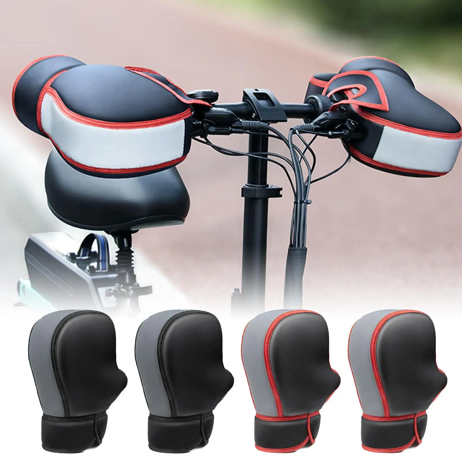 

Motorcycle Handlebar Muffs Waterproof Windproof Winter Gloves with Reflective Strips, Thermal Insulation for Cold Weather Riding