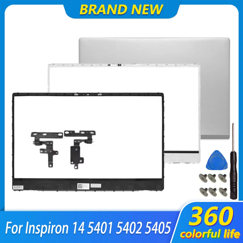 

New Laptop Top Case 0WK1KG For Inspiron 14 5401 5402 5405 LCD Screen Back Cover Front Bezel Hinges 14.0 Inch Silver Metal