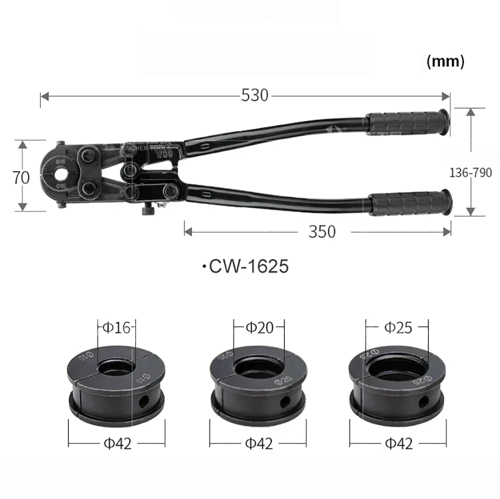 CW-1625 Manual Mechanical Pipe Clamp Wrench Stainless Steel Pipe Vice Pliers For Copper Tube Sleeve Aluminium Plastic