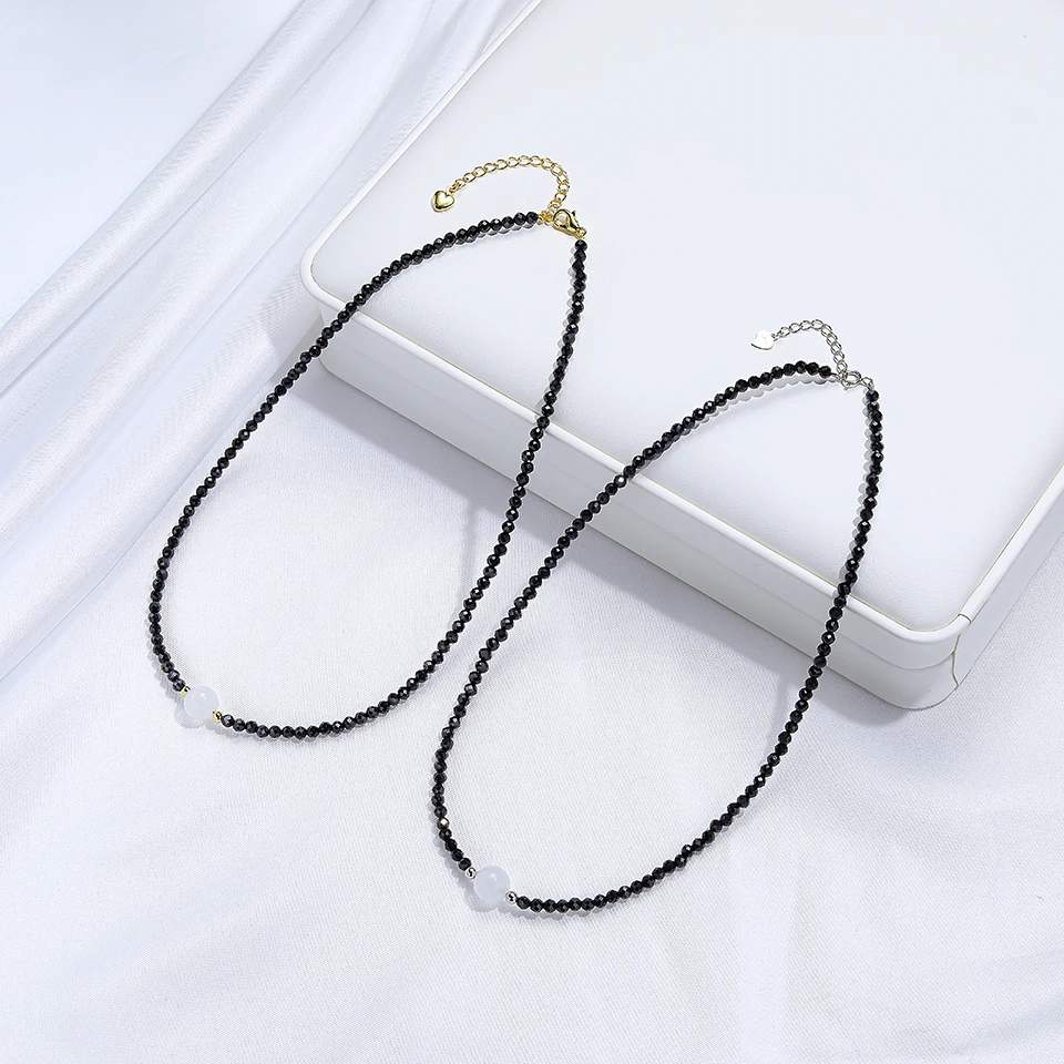 

Женское колье с черной шпинелью, ожерелье с Луной и камнем, ручная работа, модные ювелирные украшения, браслет с камнем, золото, оптовая продажа