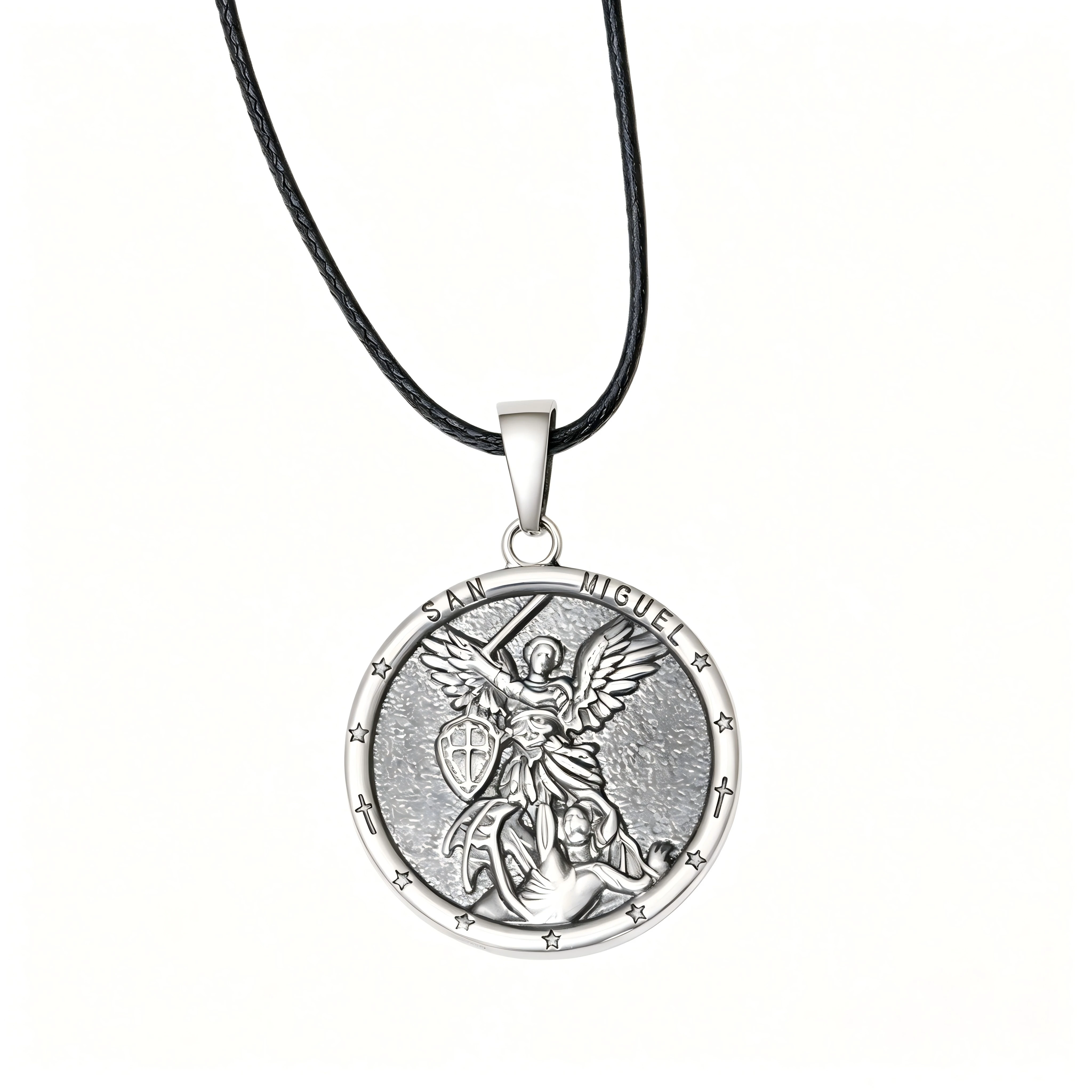 Collier Archange Michel en acier inoxydable, pendentif Saint Michel, ange gardien, protection, bijoux religieux pour homme