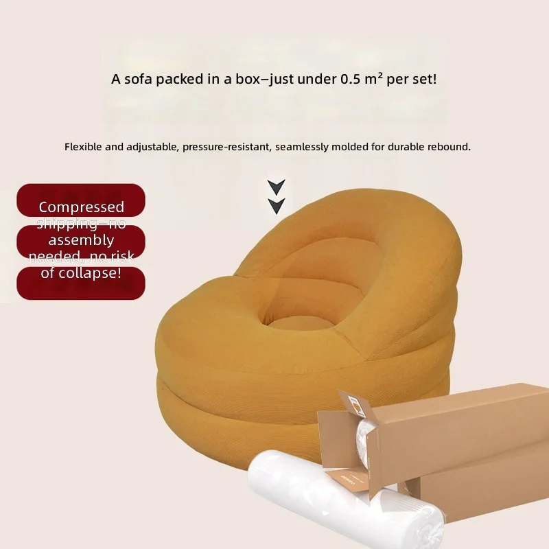 Vacuum-Rolled Compact Single Seater Lazy Sofa Chair,Pure Sponge Shell Design for Living Room & Balcony,Space-Saving Lounge Chair