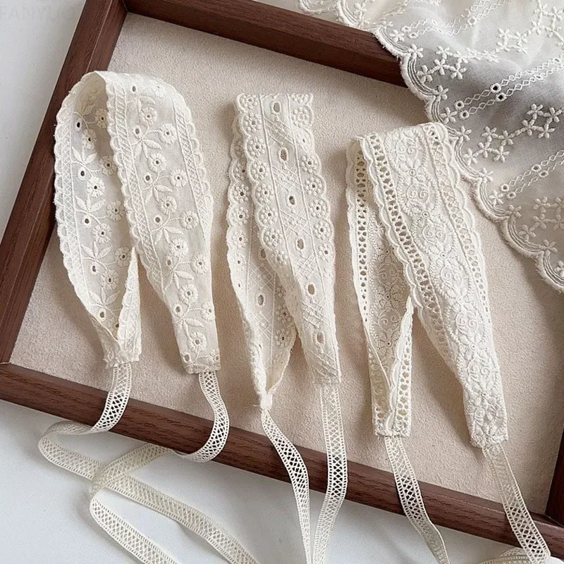 

Vintage Beige Floral Children's Headband Cute Baby Elastic Headband Newborn Lace Hair Accessories