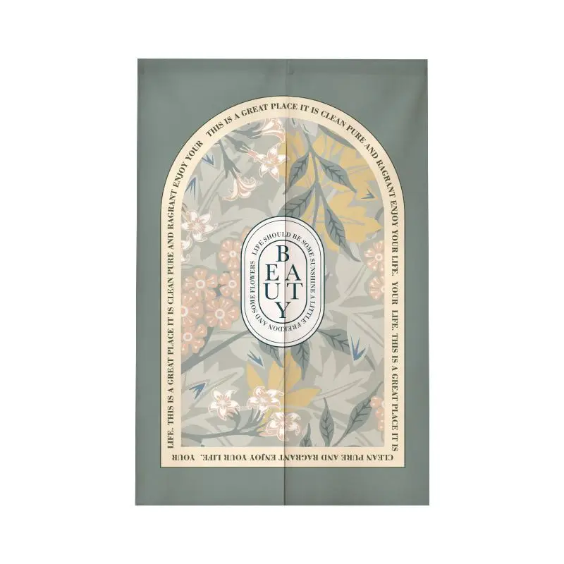 French Retro Arch Floral Fabric Door Curtain Half Curtain Partition No Punching for Home Decor Door Curtain Home Decoration