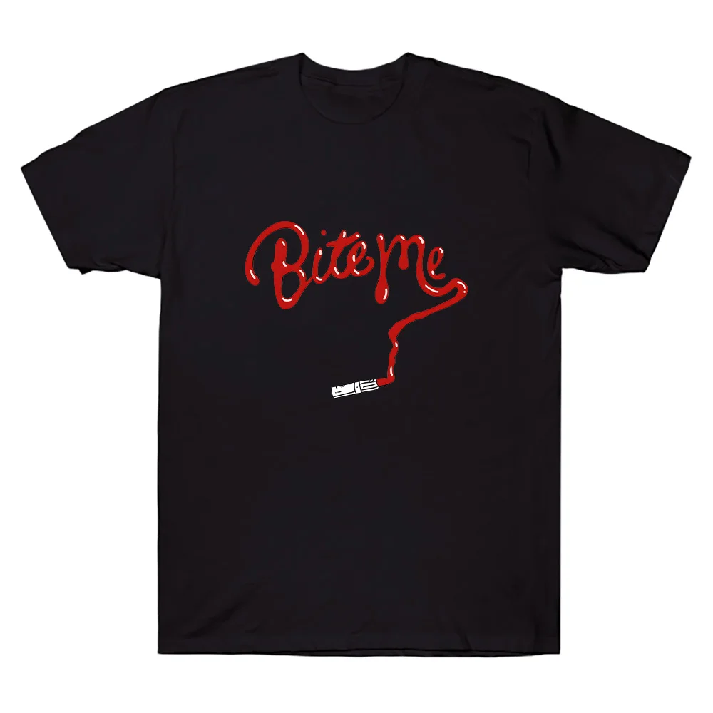 Bite Me Batom Tee René Rapp Moda Gráfico Camisetas Homens Mulheres Retro Algodão de Alta Qualidade Oversized Tops Roupas Streetwear