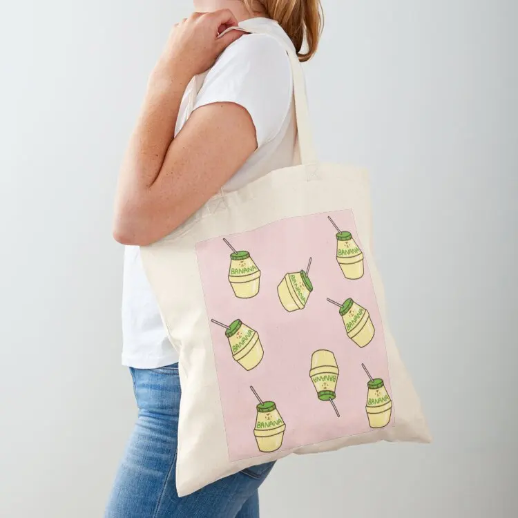 

Banana Milk Tote Bag reusable grocery bags cute pouch bag handbag Women bags