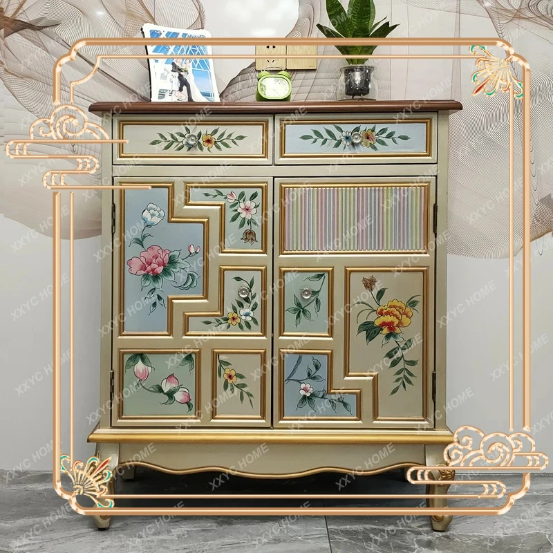X-S Mueble zapatero rural de madera maciza para el hogar, sala de estar, almacenamiento, porche, apartamento pequeño, estilo retro, moderno, HG