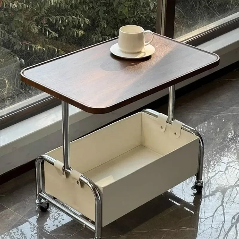 Creative Side Table Movable Coffee Table Modern Simple Sofa Side Cabinet Living Room Cart Shelf Small Table with Wheels