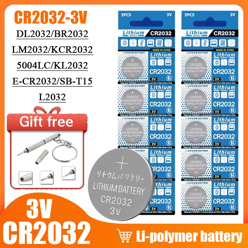 3V CR2032 Button Cell Batteries 2032 BR2032 DL2032 SB-T15 Cr 2032 EA2032C ECR 2032 3V Lithium Battery for Clock Watch RC TOYS