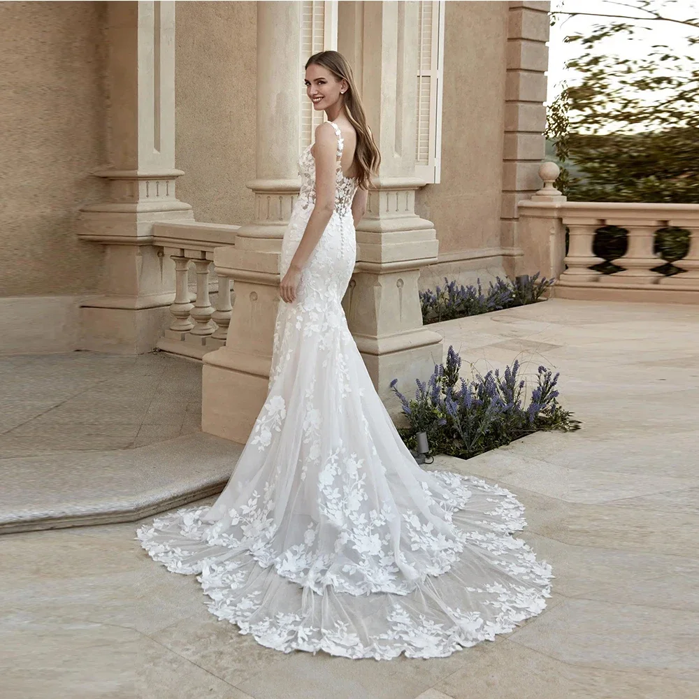 Customized Fashion Mermaid Wedding Dresses For Women Bride Sweetheart Sleeveless Buttons Robe De Mariée Personalized