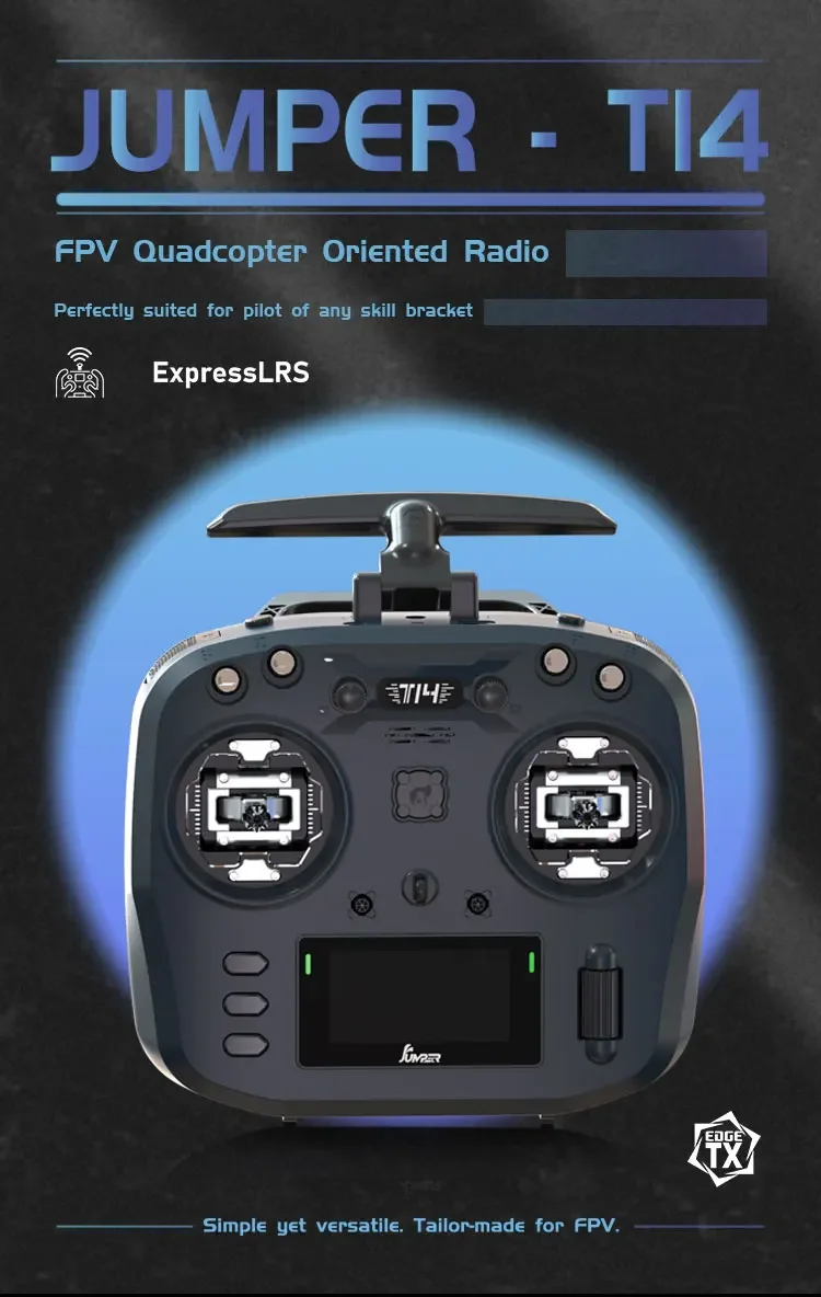 

Jumper T14 Датчик Холла/RDC Подвески 915 МГц/2,4 ГГц ELRS OLED-экран FPV Радиоконтроллер EDGETX/ELRS для дальнего радиоуправляемого дрона