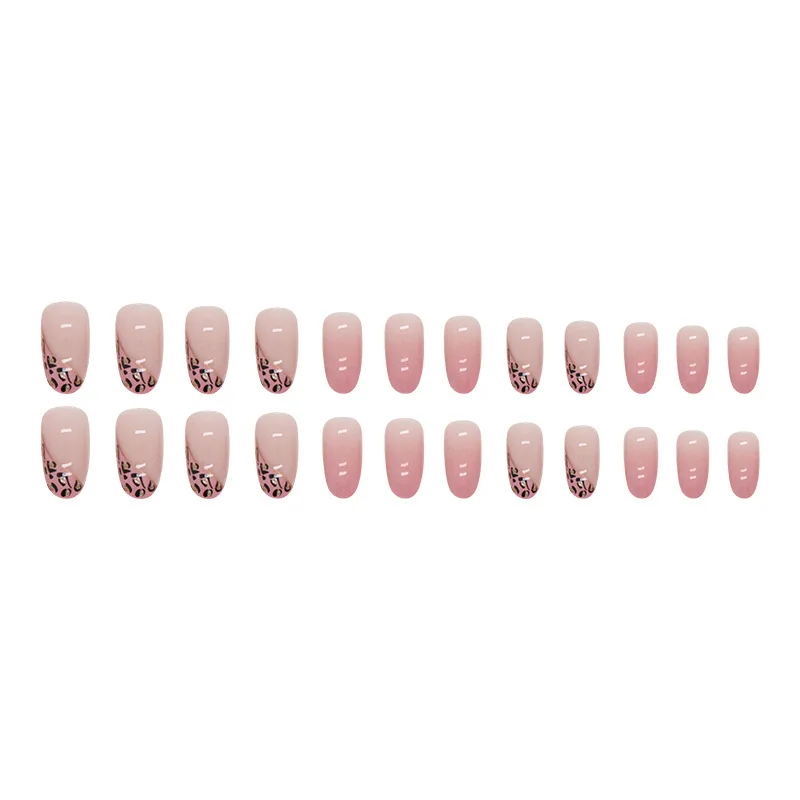 Sweet Gradients Pink -length Almond Fake Nails with Harmless and Smooth Edge Nails for Daily and Parties Wearing