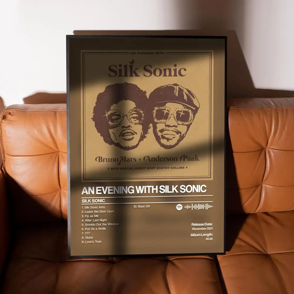 Póster de álbum Bruno Mars, arte autoadhesivo, pegatina de papel impermeable, arte de pared, decoración de habitación, impresión 50x70, decoración del hogar