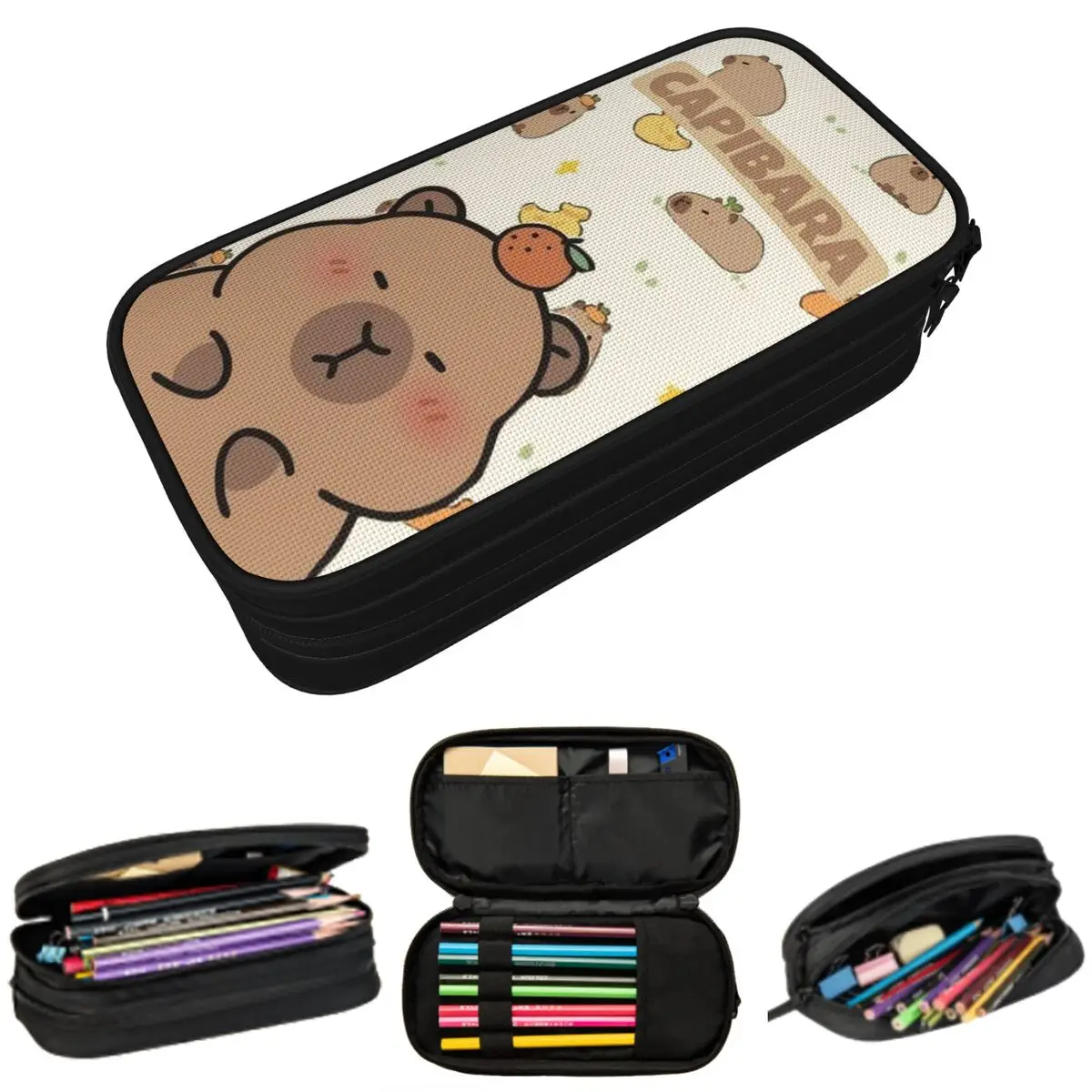 

Cute Capybara Pattern Cartoon Pencil Case for Studen Gifts Pen Box Pencil Bag Stationery Supplies Pen Holder Bag