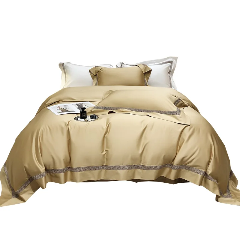

Four piece European sleeping naked skin friendly Nordic style cotton luxury quilt cover