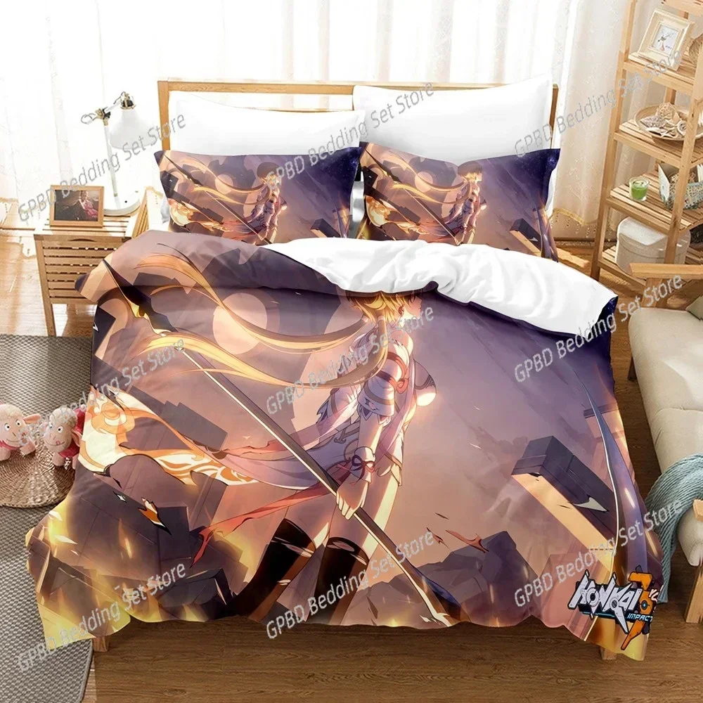 Honkai impact 3rd 3D Bedding Set Duvet Cover Pillowcases Single Twin Full Queen King Size Home Decor Quilt Boys Gift Quilt Cover