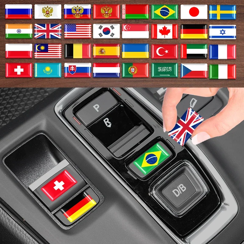 10PCS for Spain France Germany Korea Turkey Ukraine USA National Flag Badge Car Steering Wheel Dash Board Decor Emblem Stickers