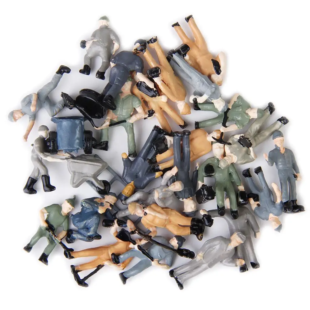 Figuras en miniatura a escala HO de trabajador ferroviario, accesorios de plástico para diseño de escena de tren modelo, 1/87