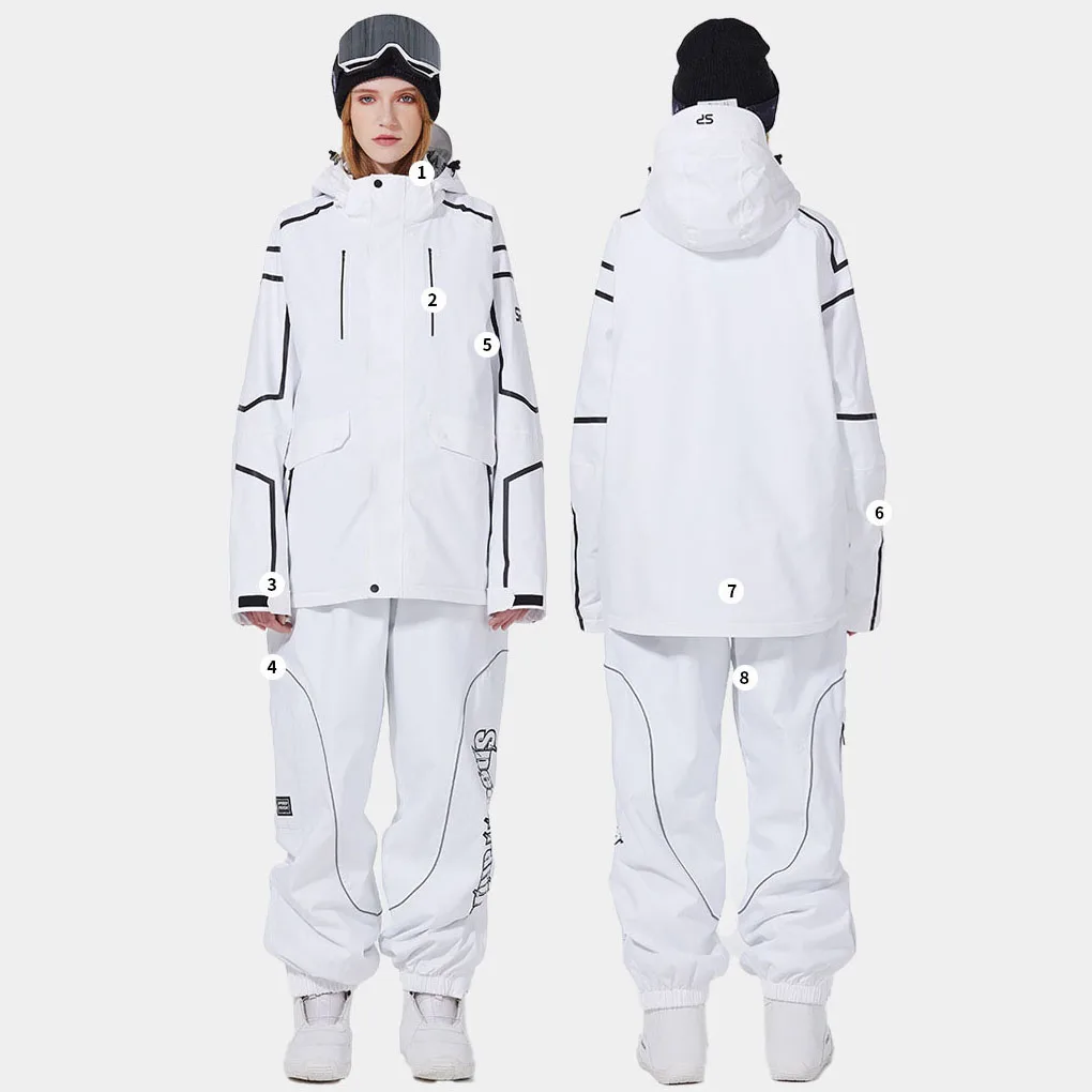 Traje de esquí para hombre y mujer, chaqueta con capucha, pantalones de esquí, traje de snowboard, impermeable, a prueba de viento, deportes al aire