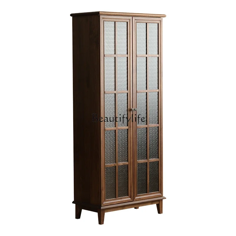 

FGAmerican-Style Solid Wood Bookcase North America Black Walnut Modern Minimalist Bookshelf Storage Cabinet