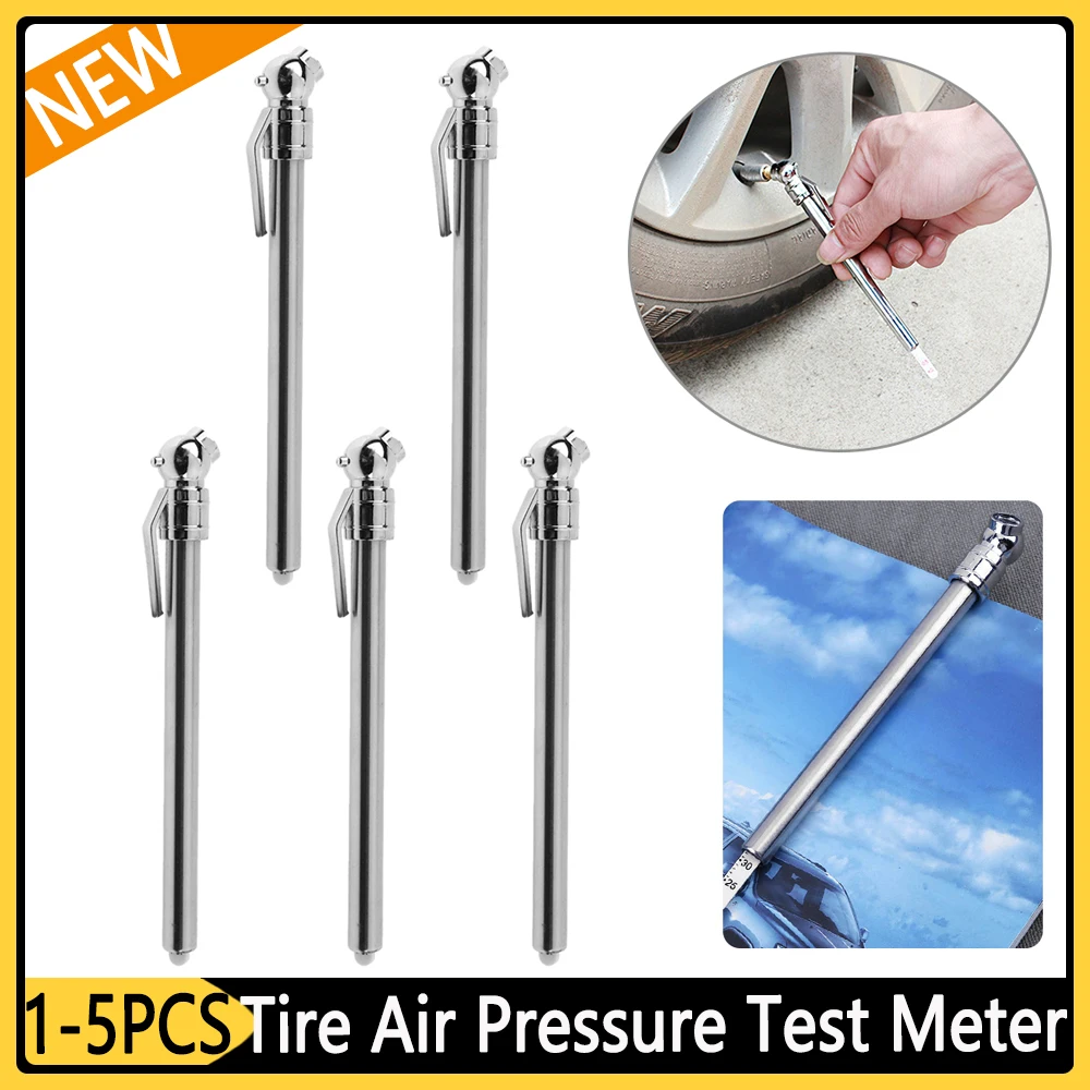 1-5Pcs Portable Car Tire Pressure Gauge Barometer Stainless Steel Pen Shaped Car Vehicle Tire Air Pressure Test Meter Gauge