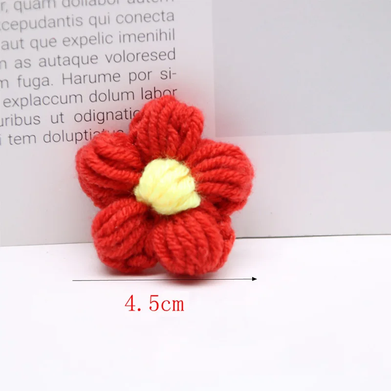 10Pcs Hand Knitting Yarn Wool Flower Heads Crochet Flower DIY Handmade Headdress Hats Bags Clothes Brooch Jewelry Accessories