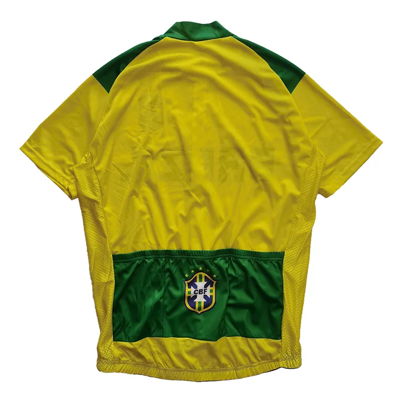 Brazil Cycling Wear Short Sleeve Sweater Road Shirt Motocross Top Bicycle Yellow Jersey Bike Fit Jacket  Cool Clothing Outwear