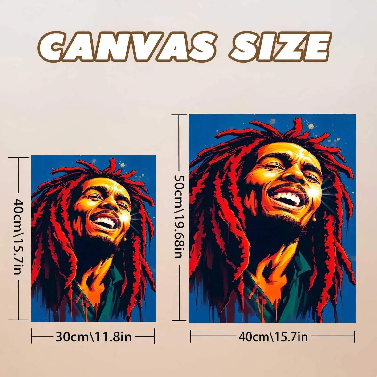 Adult Beginner Number Painting Set, Professional Art Use, | Reggae Style Person Happy Long Hair Smiling Scene | - Suitable for H