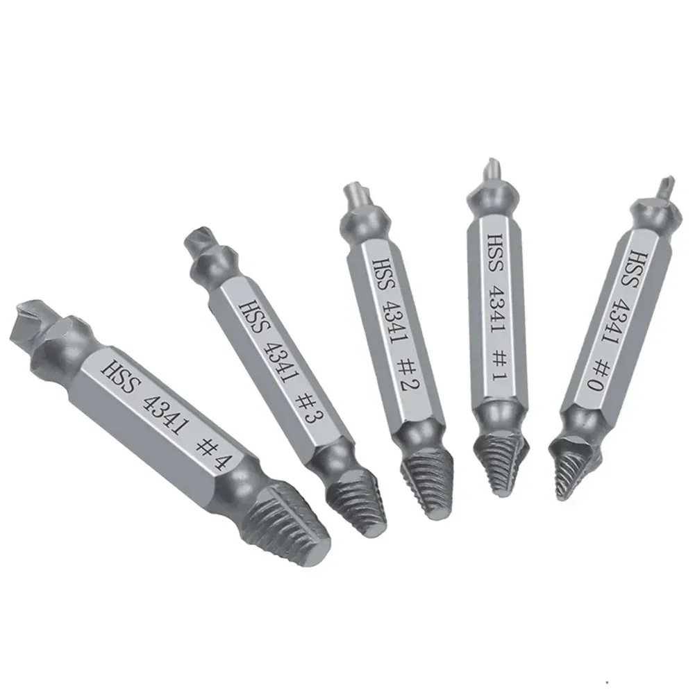 5PCS Broken Damaged Screw Extractor Drill Bits Guide Set Broken Speed Out Easy Out Bolt Stud Stripped Screw Remover Tool