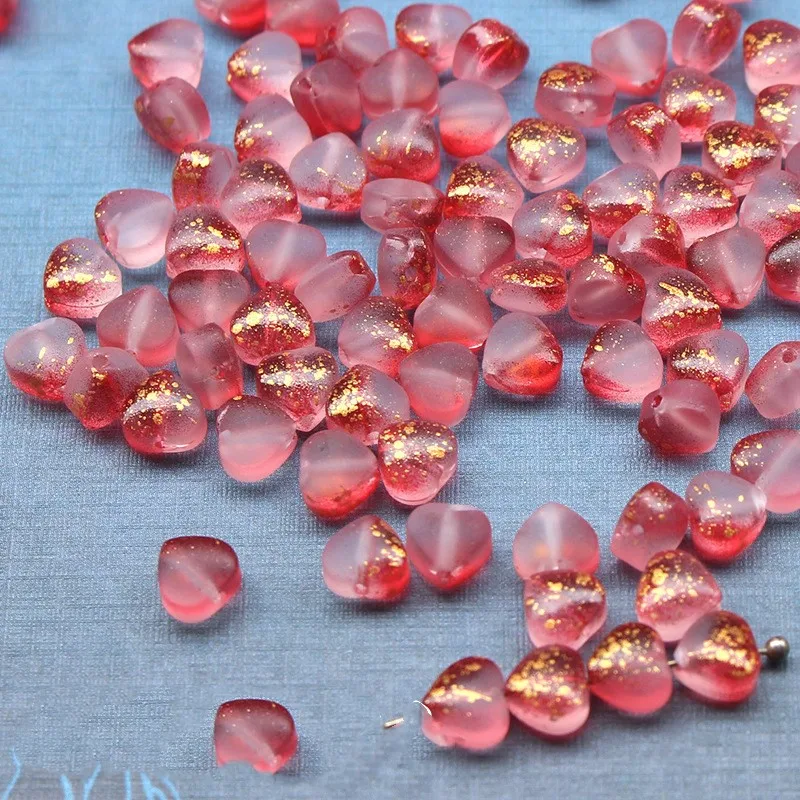 6mm 20pcs Vertical Hole Peach Heart DIY Handmade Small Bead Tassel Bracelet Necklace Accessories