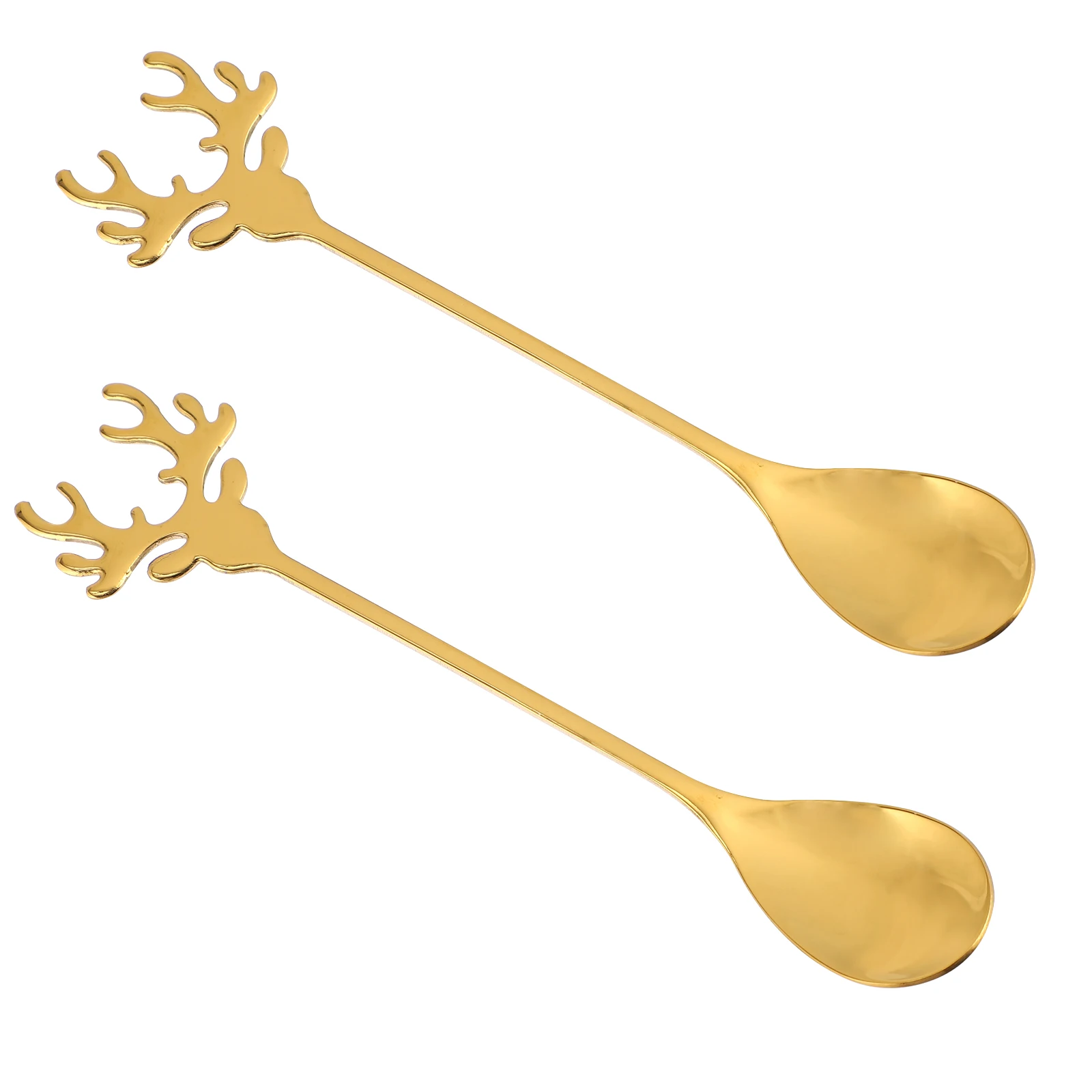 

2Pcs Coffee Spoons Stainless Steel Creative Christmas Elk Shaped Tea Mixing Scoop Stirring Gift Xmas Dessert Spoon